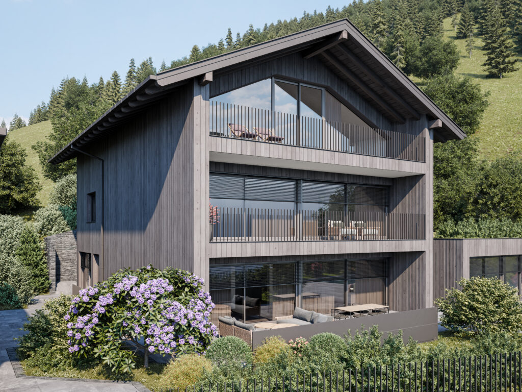 chalet-st-johann-im-pongau-aussenansicht-chalet-mit-garten Außenansicht im Chalet St. Johann im Pongau mit Blick in den Garten